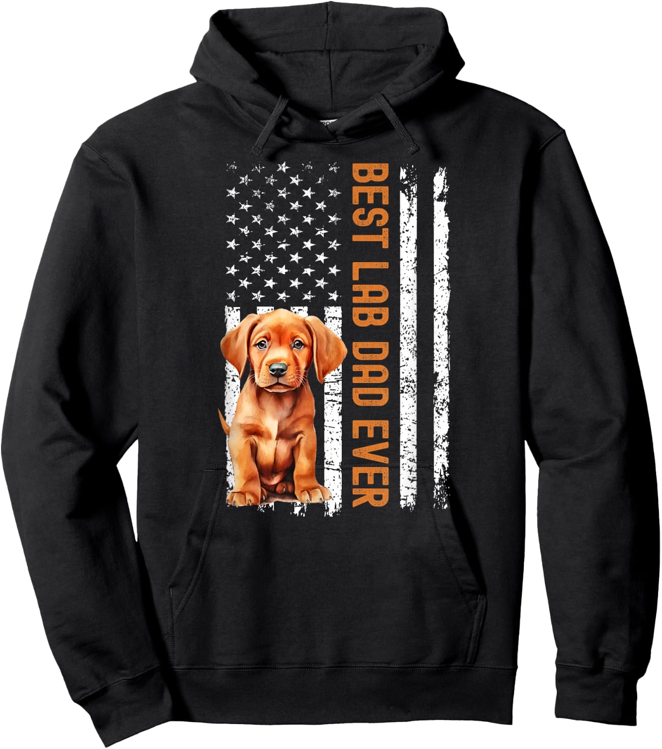 Best Fox Red Lab Dad Ever Labrador Matching Parents Flag Hoodie - Hoodie | Black