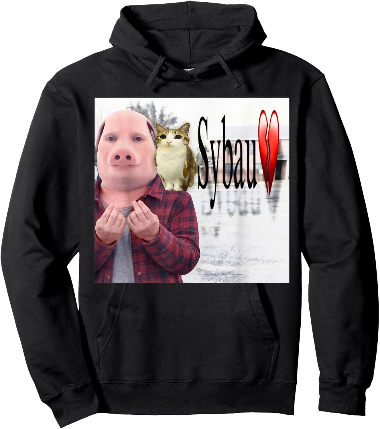 Funny John Pork and Meowl SYBAU Brainrot Meme Hoodie - Hoodie | Black