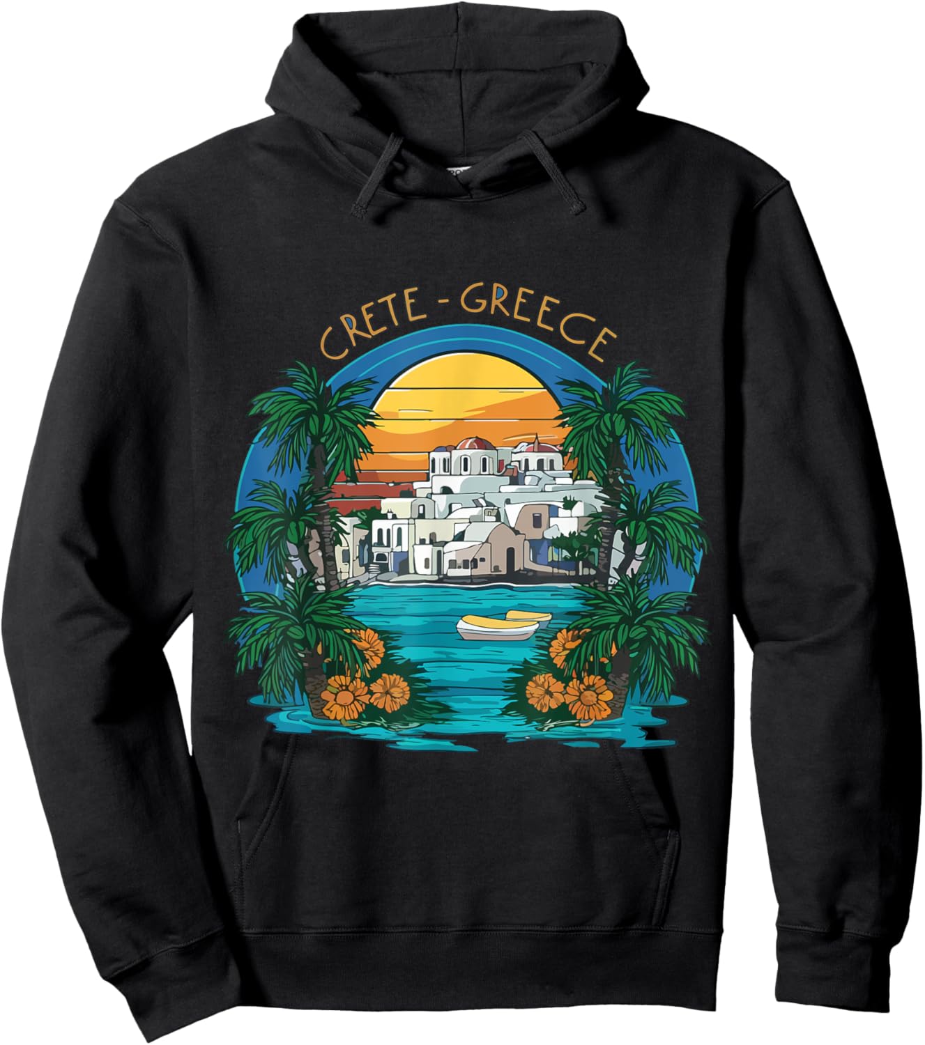 Crete Summer Greece Souvenir Greek Island Vacation Men Women Hoodie - Hoodie | Black