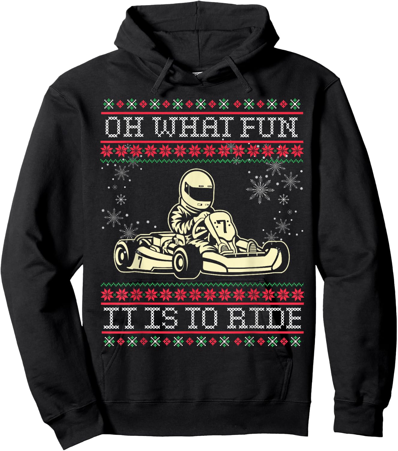 Ugly Christmas Go Kart Oh What Fun it is to Ride Hoodie - Hoodie | Black