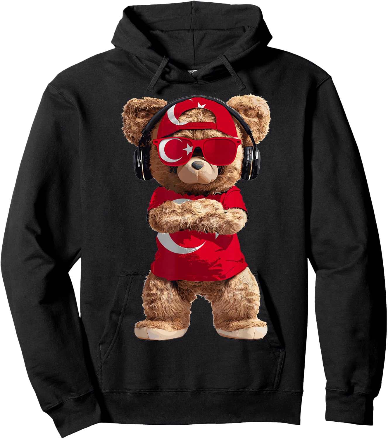 Turkey Flag Souvenirs Bear Outfit Products Turkish Hoodie - Hoodie | Black