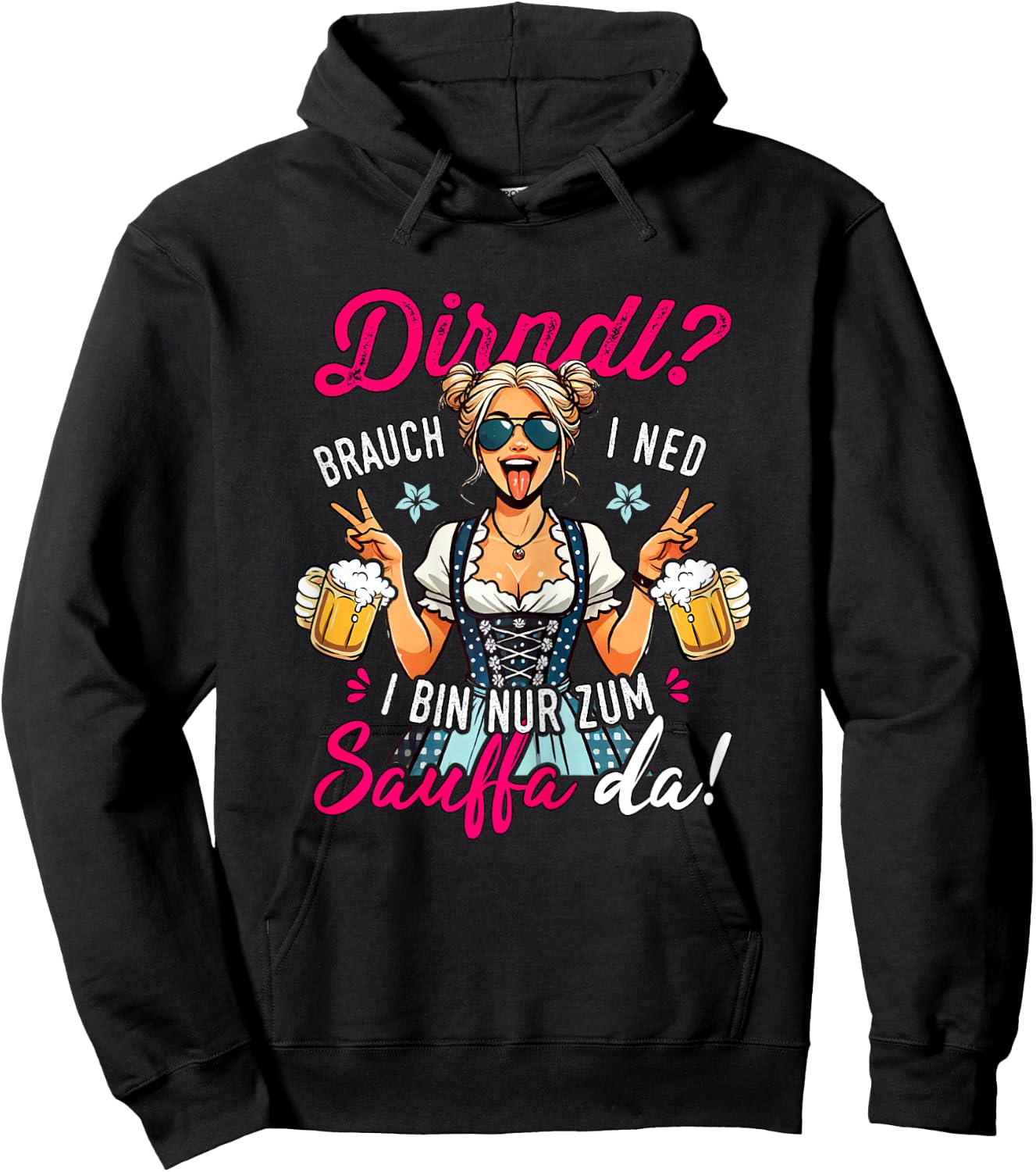 Passend für Oktoberfest Outfit Damen Trachtenshirt Trachten Hoodie - Hoodie | Black
