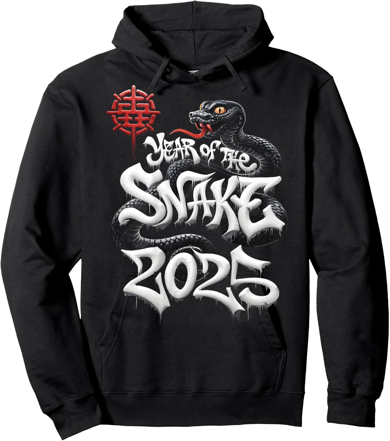 On Back | Year Of The Snake 2025 Lunar and Chinese New Year Hoodie - Hoodie | Black