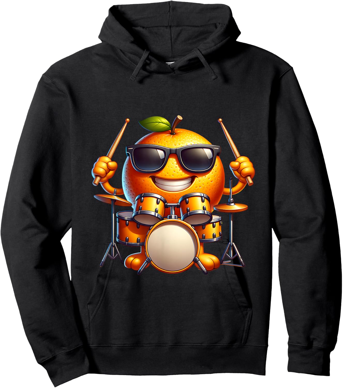 Drums Orange Fruit Rire Batterie Solaire Hoodie - Hoodie | Black