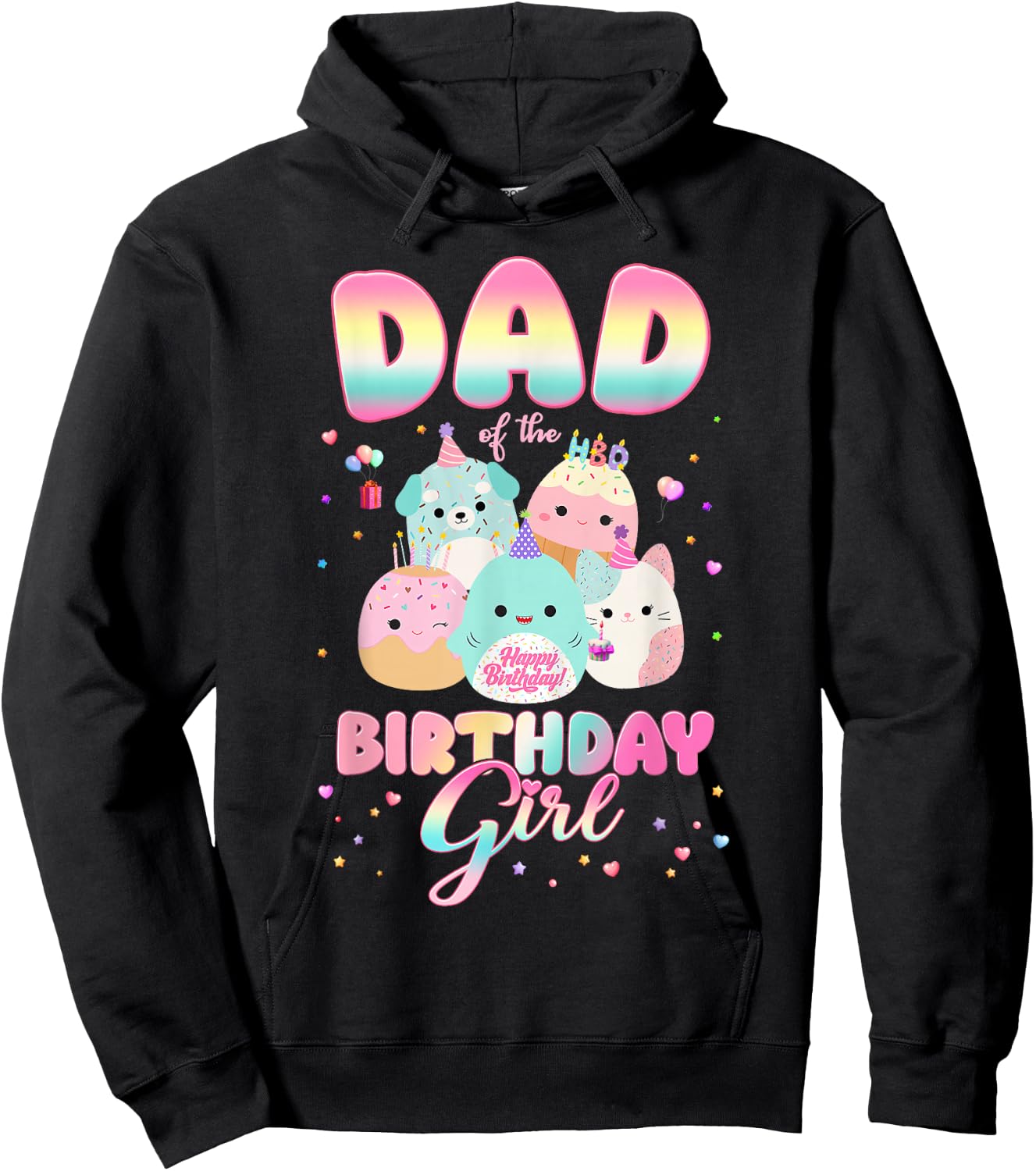 Birthday Family Party Squish Squad Dad Of The Birthday Girl Hoodie - Hoodie | Black