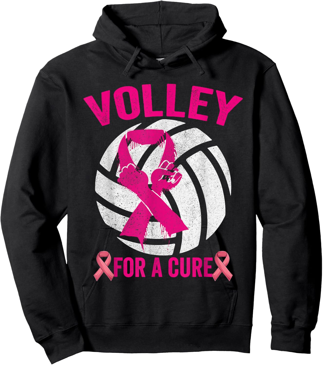 Volley For A Cure Volleyball Breast Cancer Awareness Hoodie - Hoodie | Black