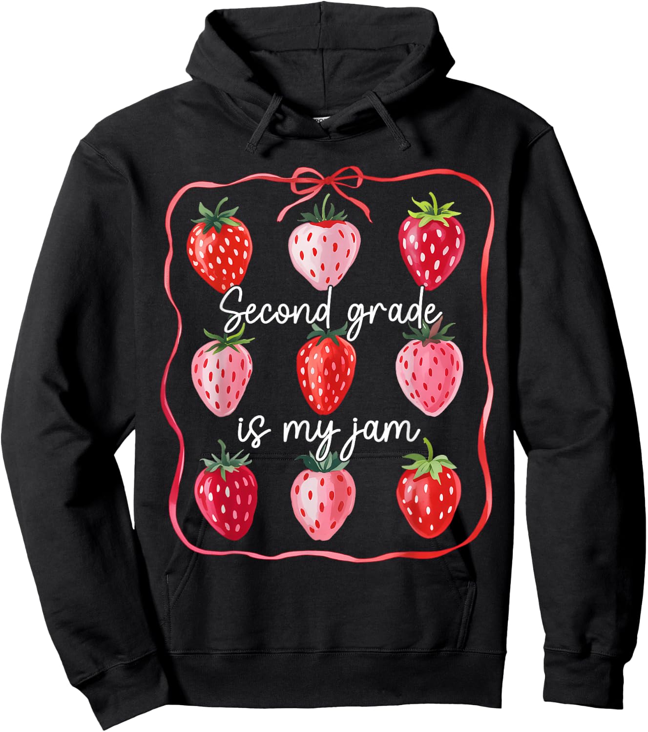 Second Grade Is My Jam Strawberry 2nd Grade Back To School Hoodie - Hoodie | Black