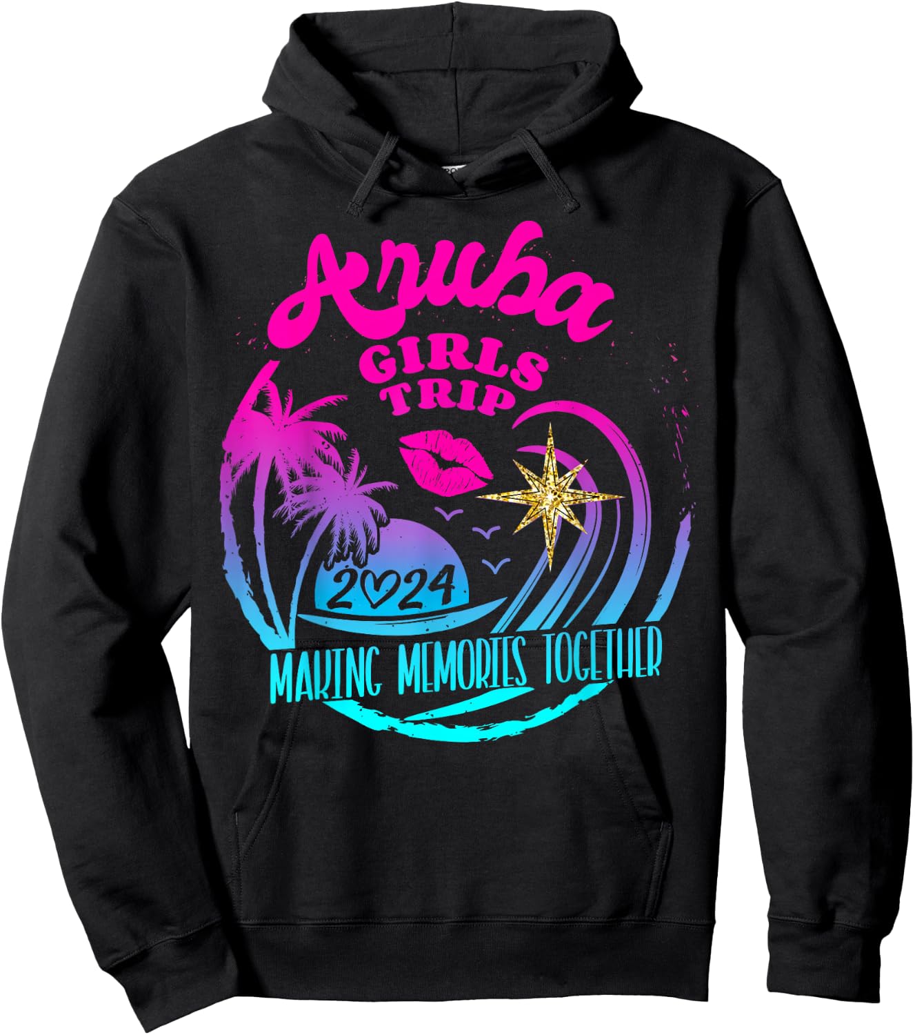 Girls Trip Aruba 2024 Beach Weekend Birthday Squad Hoodie - Hoodie | Black