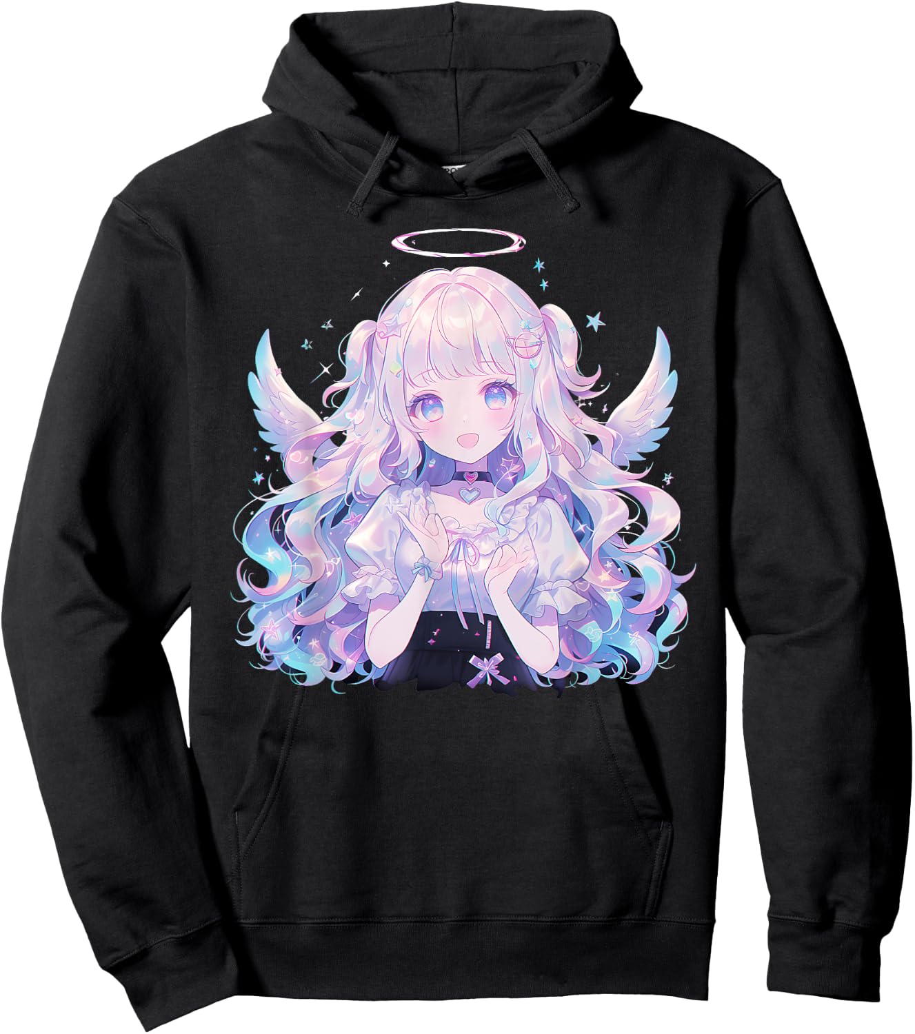 Japanese Tableware Manga Gothic Demon Waifu Retro , Black, S Hoodie - Hoodie | Black