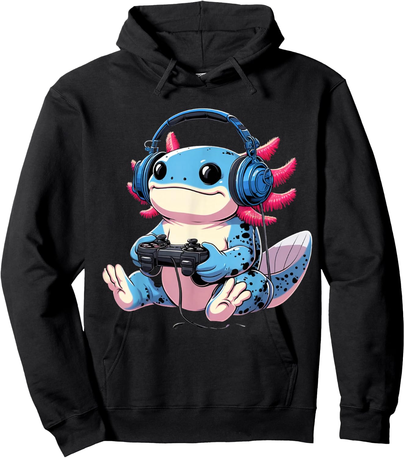 Funny Axolotl Gamer Gaming Axolotl Video Game Hoodie - Hoodie | Black
