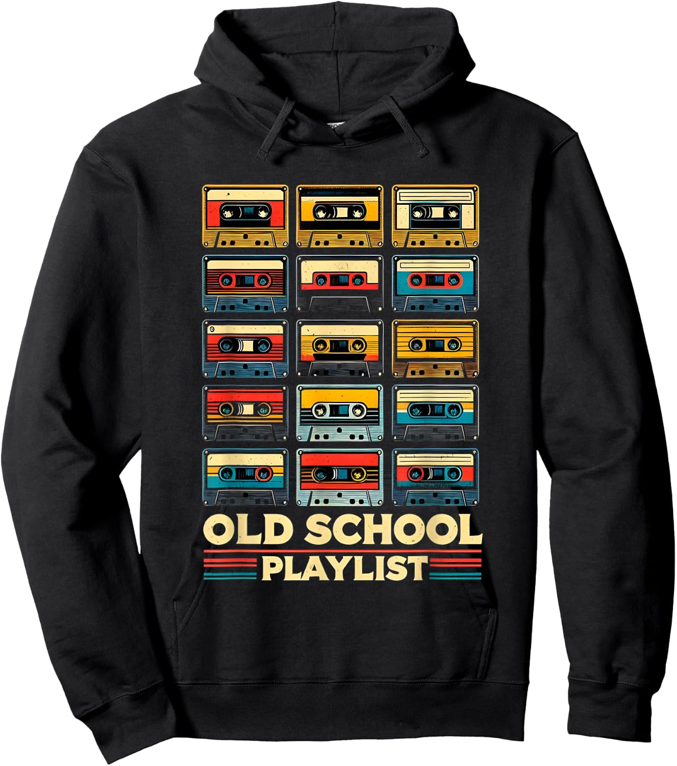 Old School Playlist Retro 80s 90s Cassette Tape Music Hoodie - Hoodie | Black