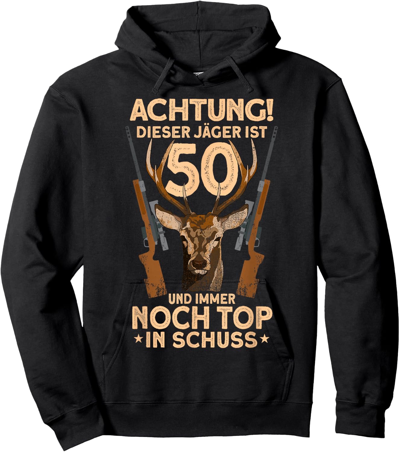Men's 50 Years Deer Hunter 50th Birthday Hunting , black, s Hoodie - Hoodie | Black