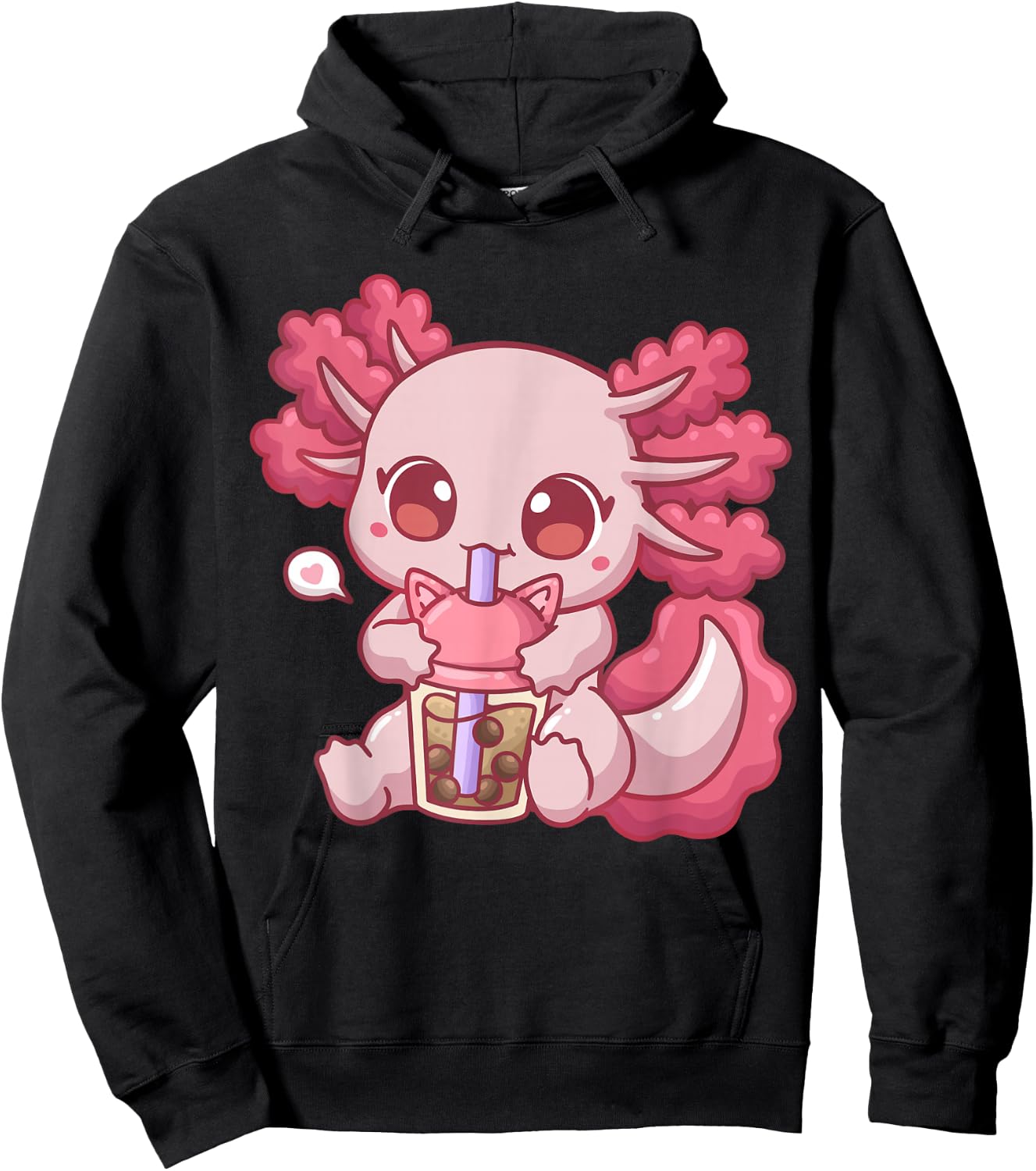 Axolotl Bubble Tea Boba Tea Anime Hoodie - Hoodie | Black