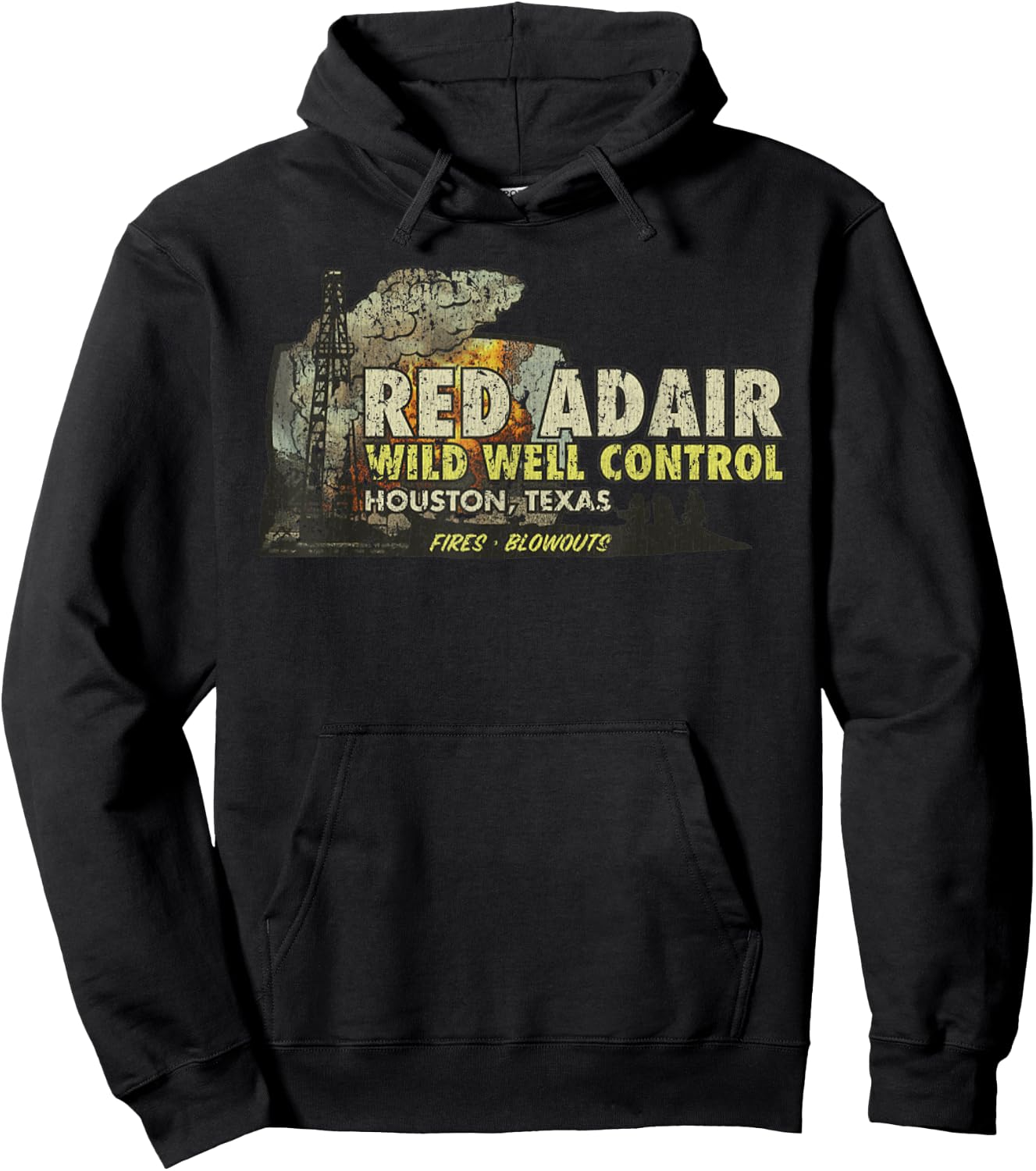 Vintage Red Adairs Wild Well Control 1959 Texas Hoodie - Hoodie | Black