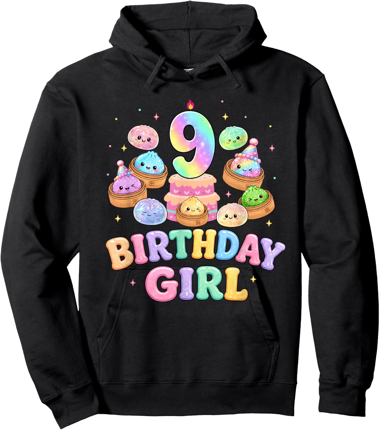 9th Birthday Girl Dumpling Shirt Cute Kawaii Dumpling Party Hoodie - Hoodie | Black