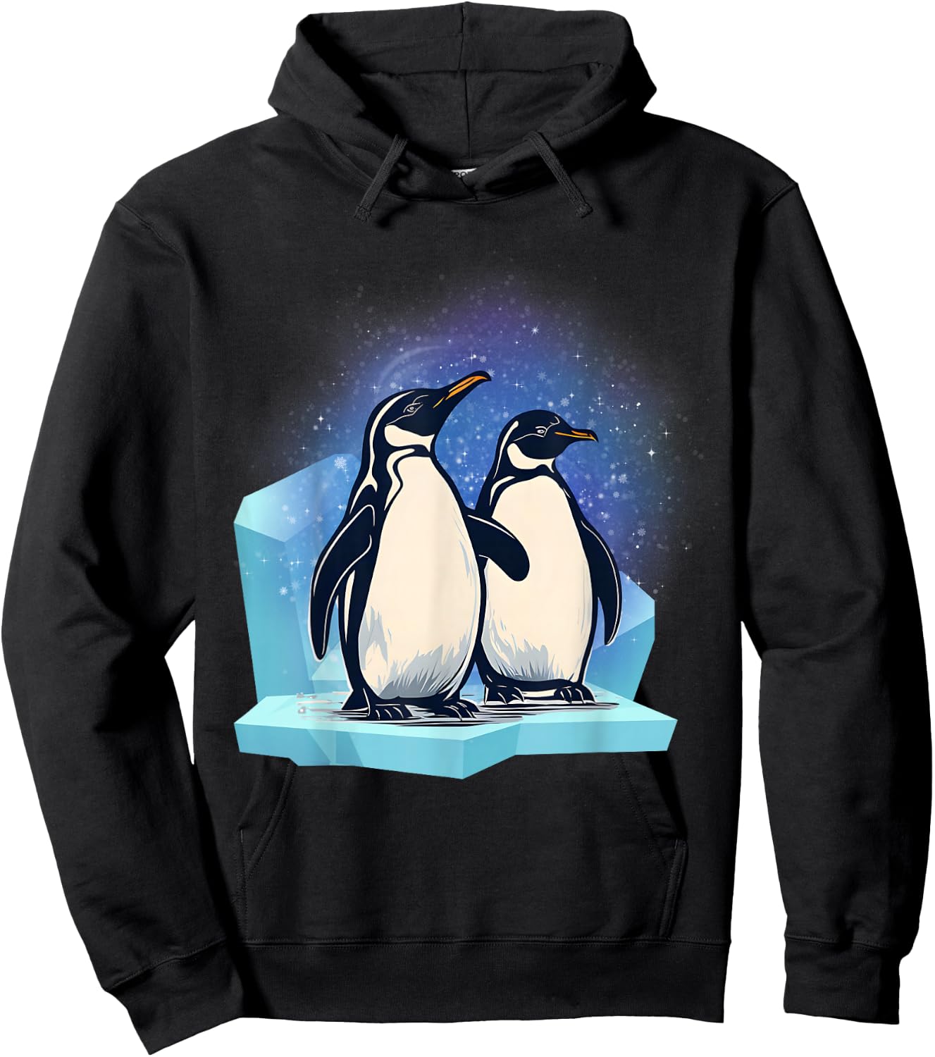 Penguins on the Ice Floe Two Penguins Cute Penguins Hoodie - Hoodie | Black