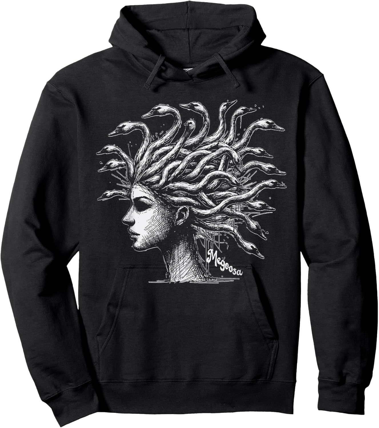 Funny Pun Medusa Snakes Greek Mythology Gorgon Megoosa Hoodie - Hoodie | Black
