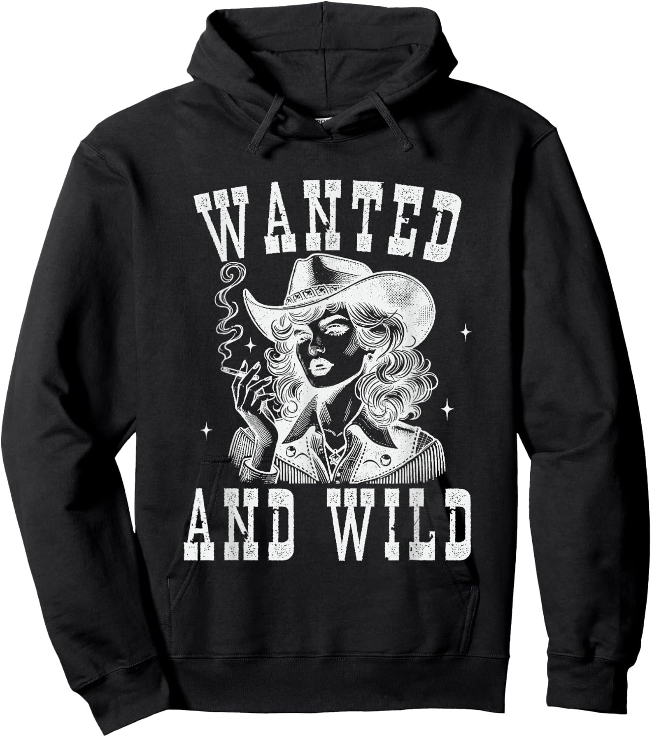 Wanted And Wild Cowboy Lady Illustration Hoodie - Hoodie | Black