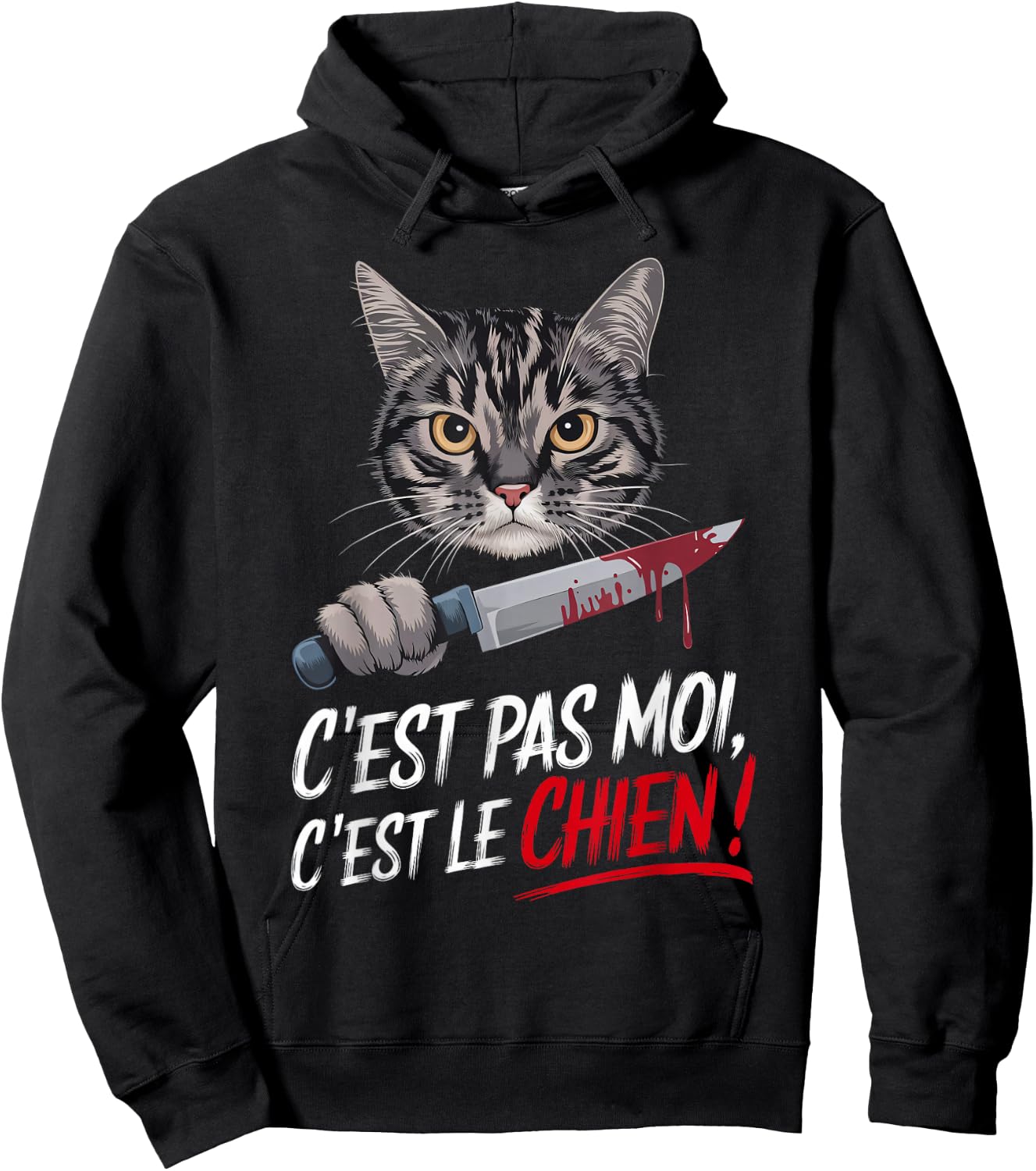 C'Est Pas Moi C'Est Le Chien, Chat Humour Sarcasm Laugh , Black, S Hoodie - Hoodie | Black