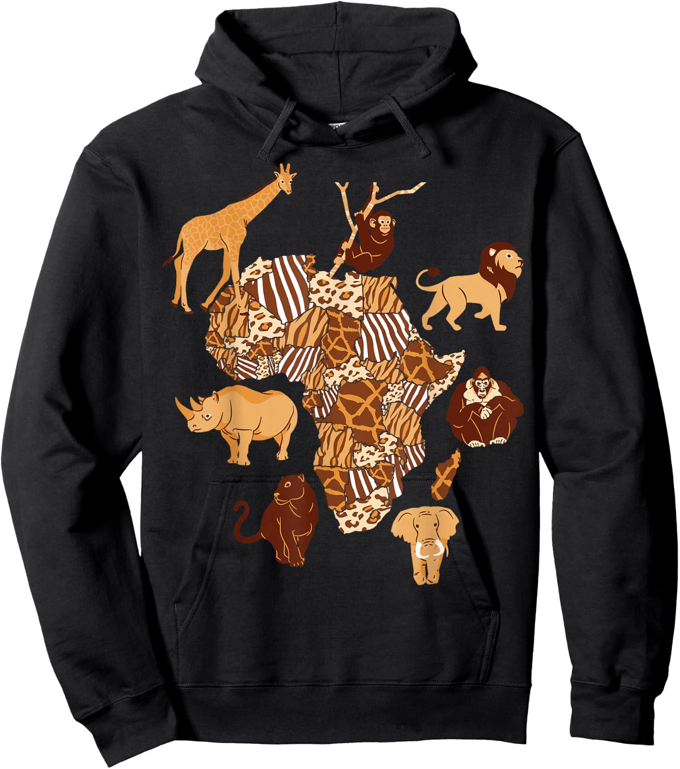 African Animals Map Hoodie - Hoodie | Black