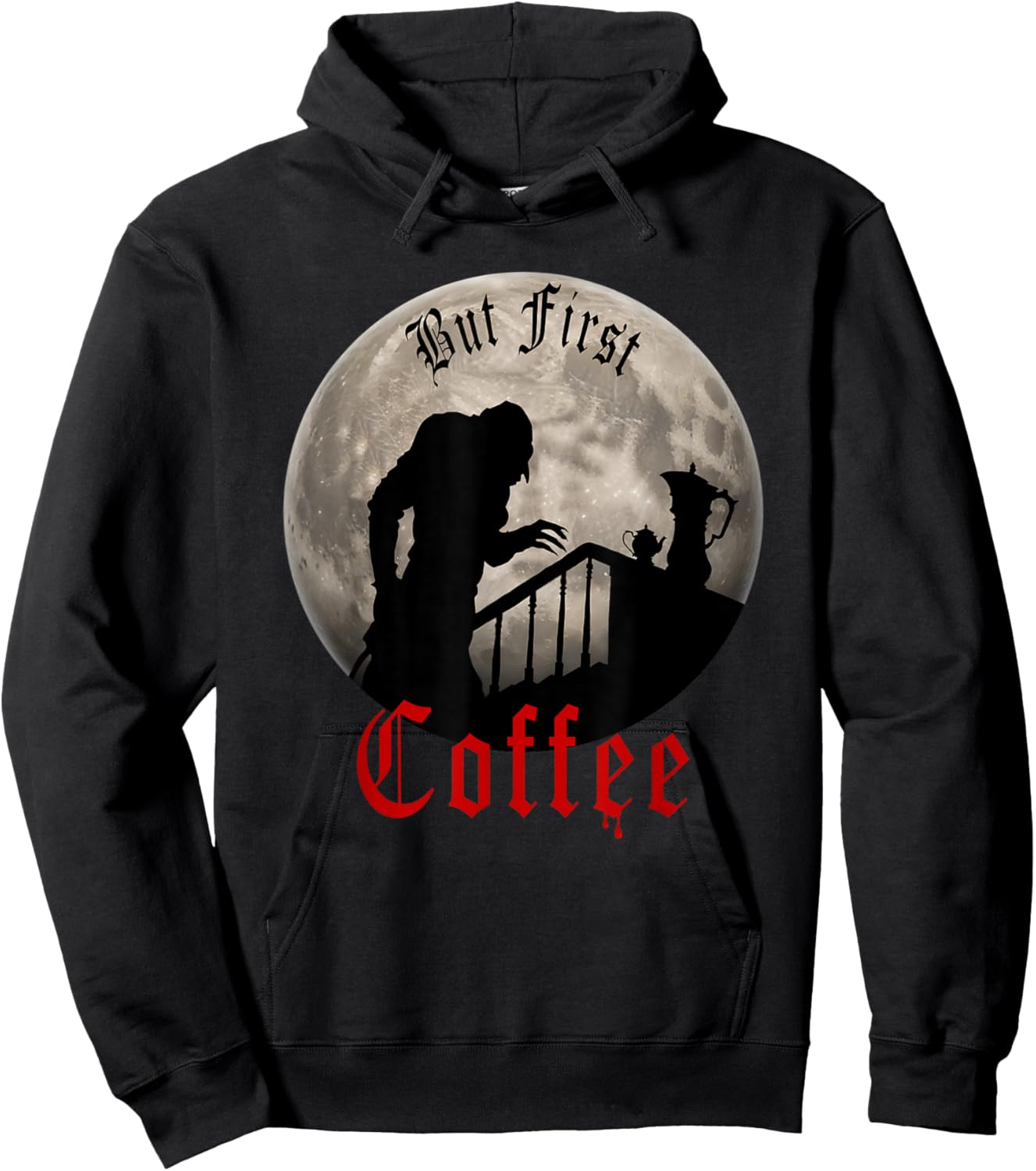 Lustiger Dracula Horror - But First Coffee Gothic Vampir Fans Hoodie - Hoodie | Black