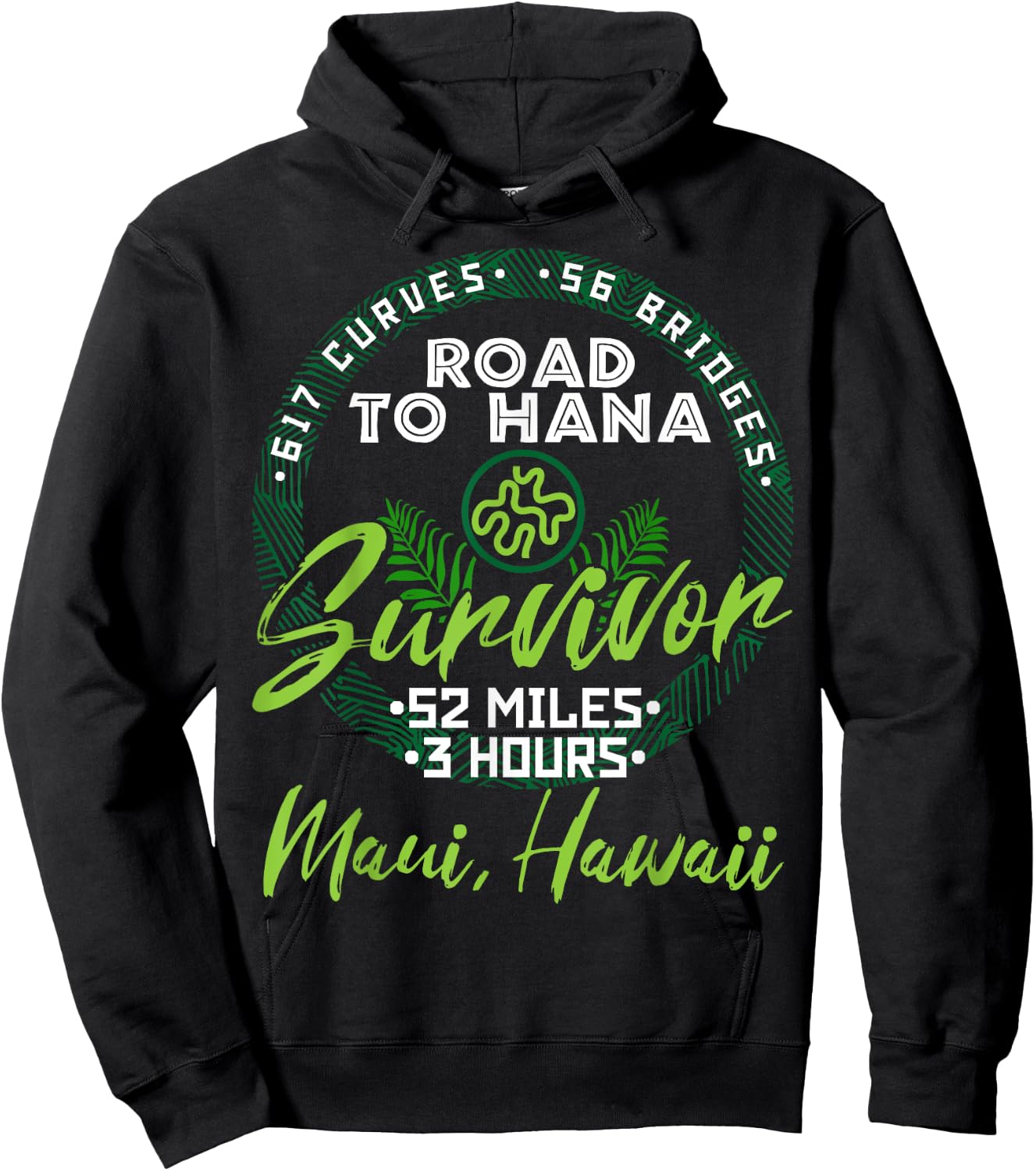 Road To Hana Survivor Curvy Palm Maui Hawaii Liebhaber Hoodie - Hoodie | Black