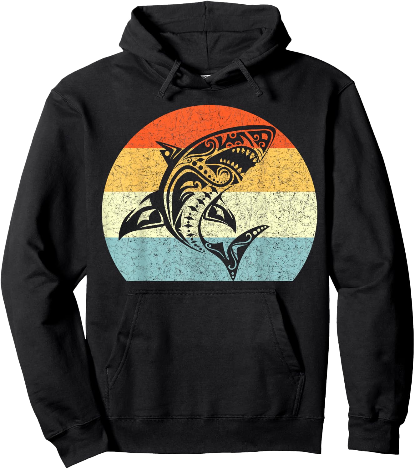 Shark Vintage Retro Throwback Vacation Hoodie - Hoodie | Black