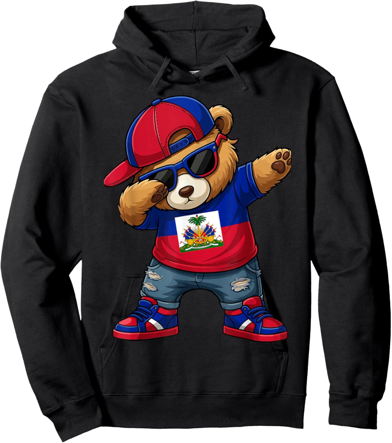 Ours Haïtien Patriotique Haïti Dab Garçons Enfants 2026 Hoodie - Hoodie | Black