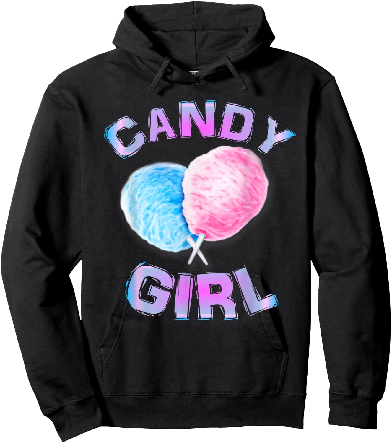 Cotton Candy Girl Cute Fun Girls Juniors Women Ages 3 to 63 Hoodie - Hoodie | Black