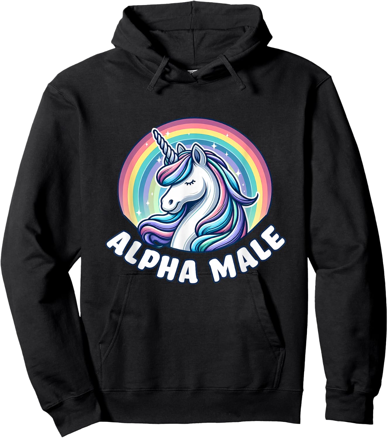 Funny Ironic Men Cute Alpha Male Unicorn , Black, S Hoodie - Hoodie | Black