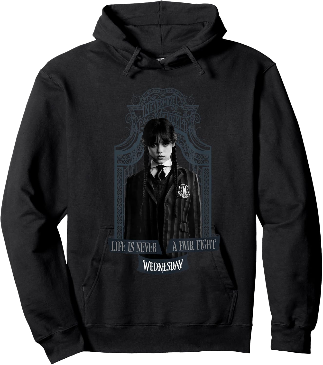 Wednesday Life is Never A Fair Fight Hoodie - Hoodie | Black