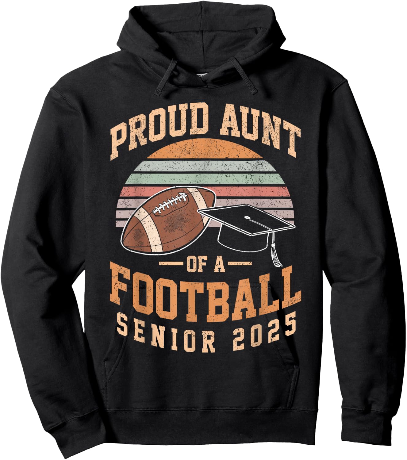 Proud aunt of a football senior class of 2025 vintage Hoodie - Hoodie | Black