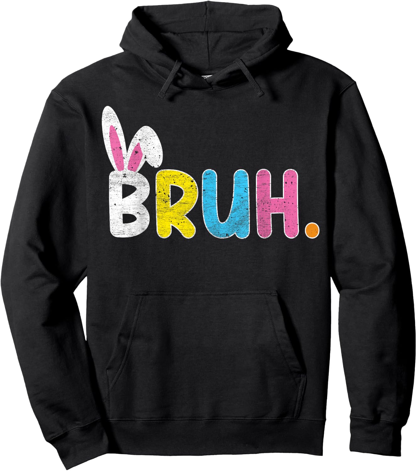 Bruh Meme Easter Day Funny Bunny Eggs Teens Boys Kids Men Hoodie - Hoodie | Black