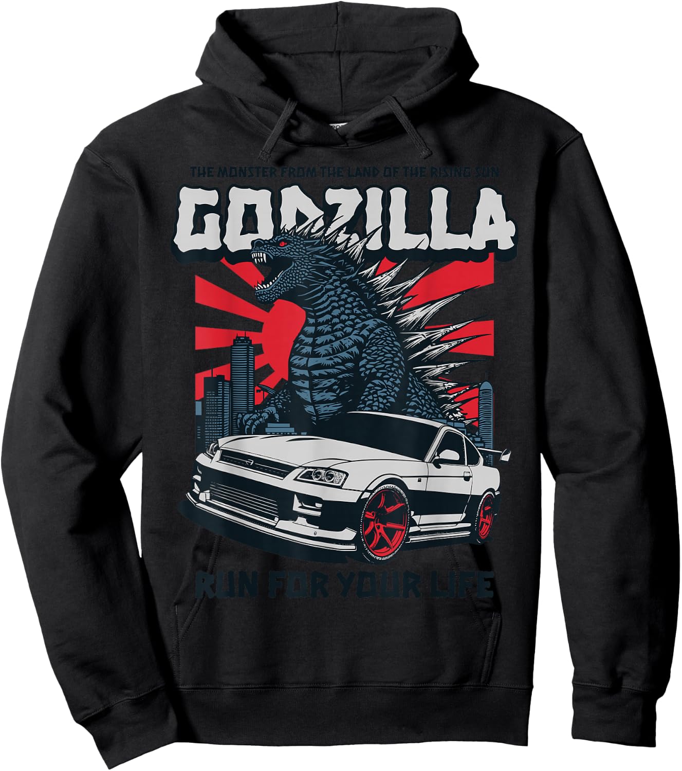 Godzilla - Run for Your Life Car Hoodie - Hoodie | Black