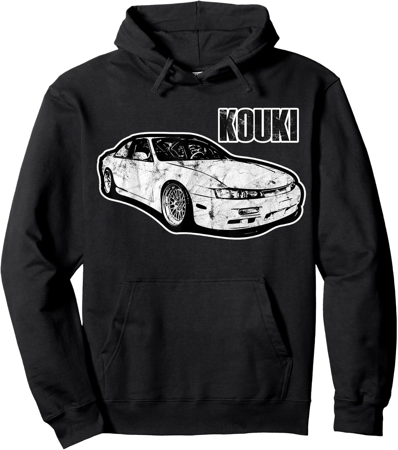 S14 Kouki JDM Drift Car Outlined 90s Classic Motorsports Hoodie - Hoodie | Black