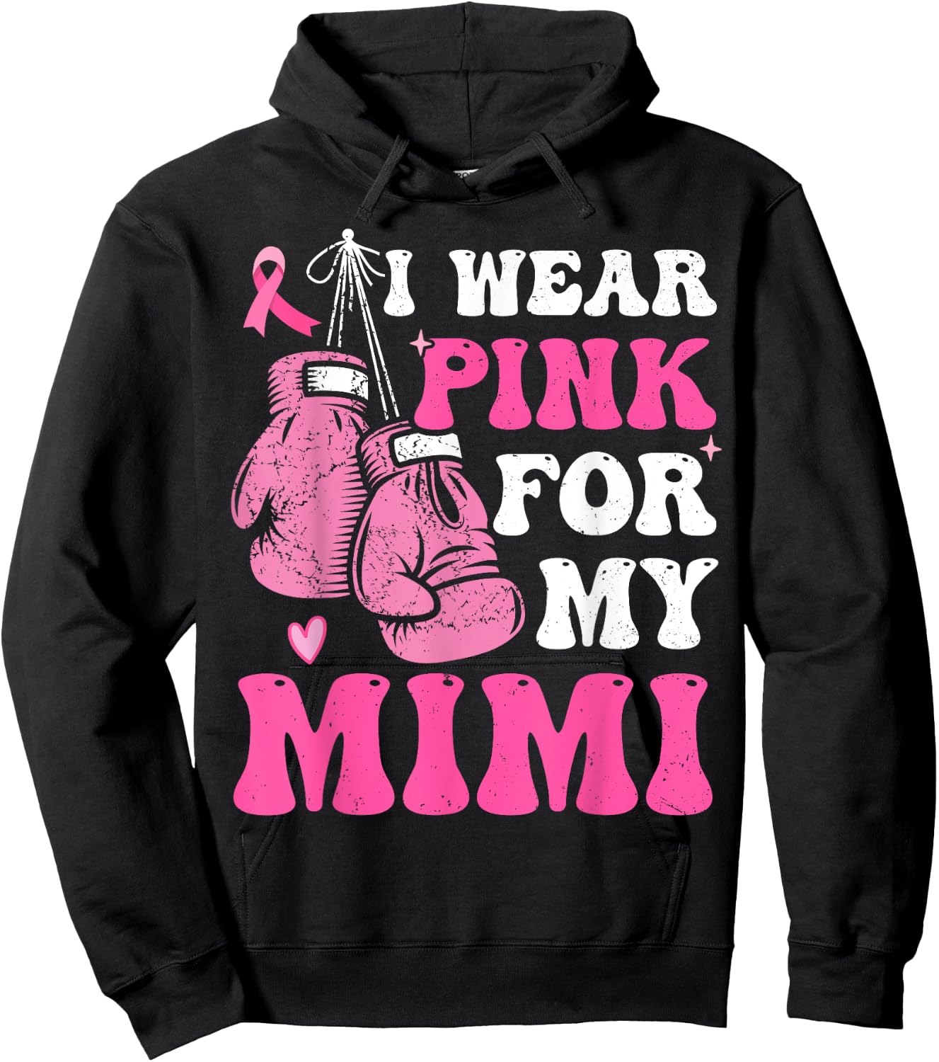 I Wear Pink For My Mimi Breast Cancer Mom Awareness Kids Hoodie - Hoodie | Black