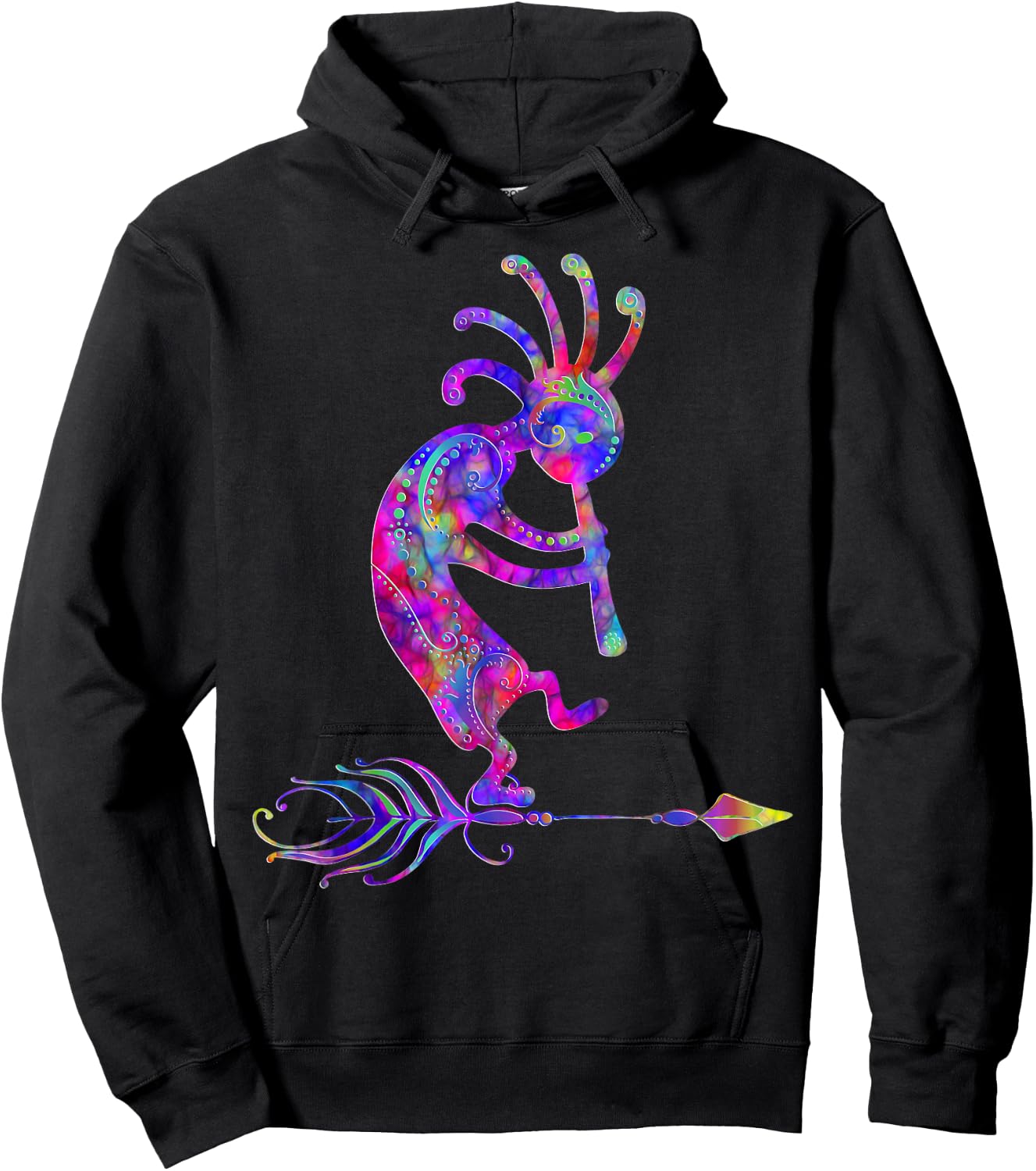 Native American Kokopelli with Feather 2 - Fan Fun Hoodie - Hoodie | Black