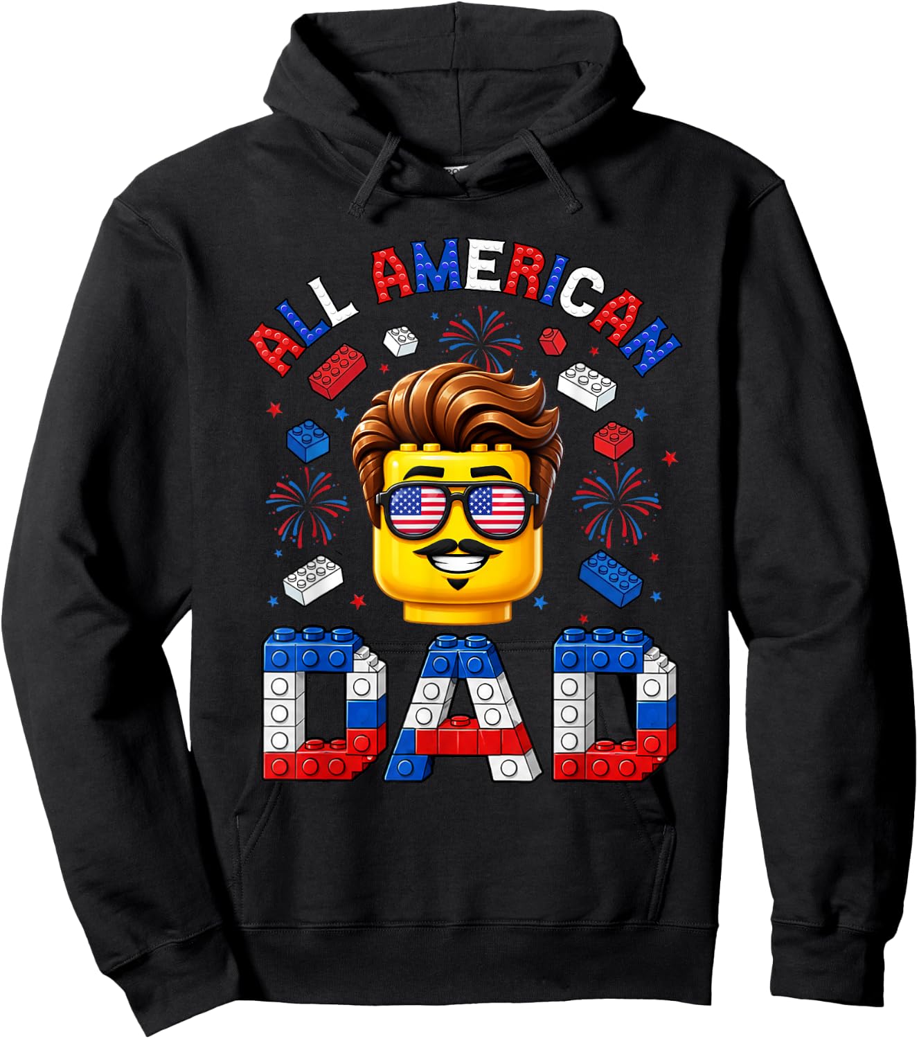 All American Dad 4th of July Master Builder Family Matching Hoodie - Hoodie | Black