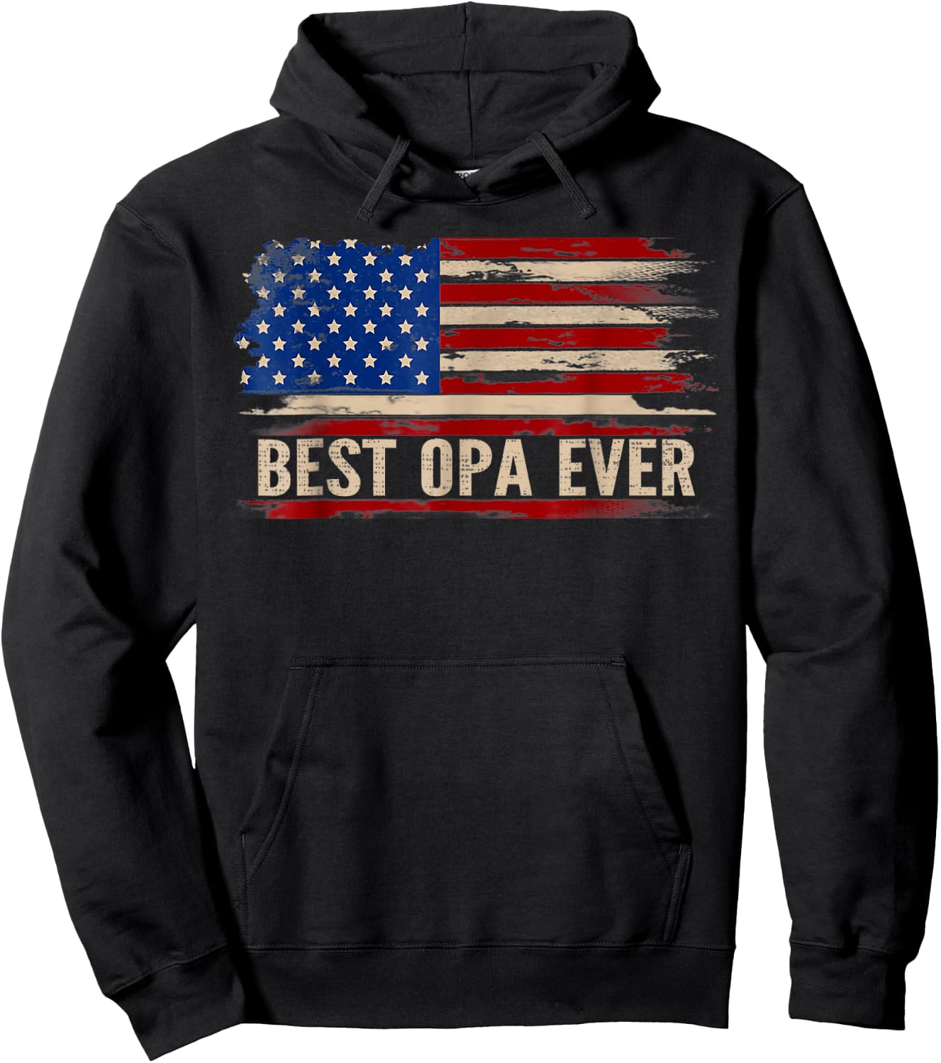 Vintage Best Opa Ever American Flag Father's Day Gift Hoodie - Hoodie | Black