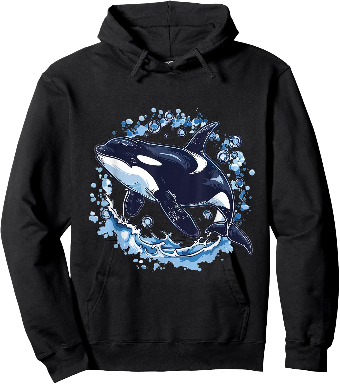 Orca Whale Bubbles Graphic Hoodie - Hoodie | Black