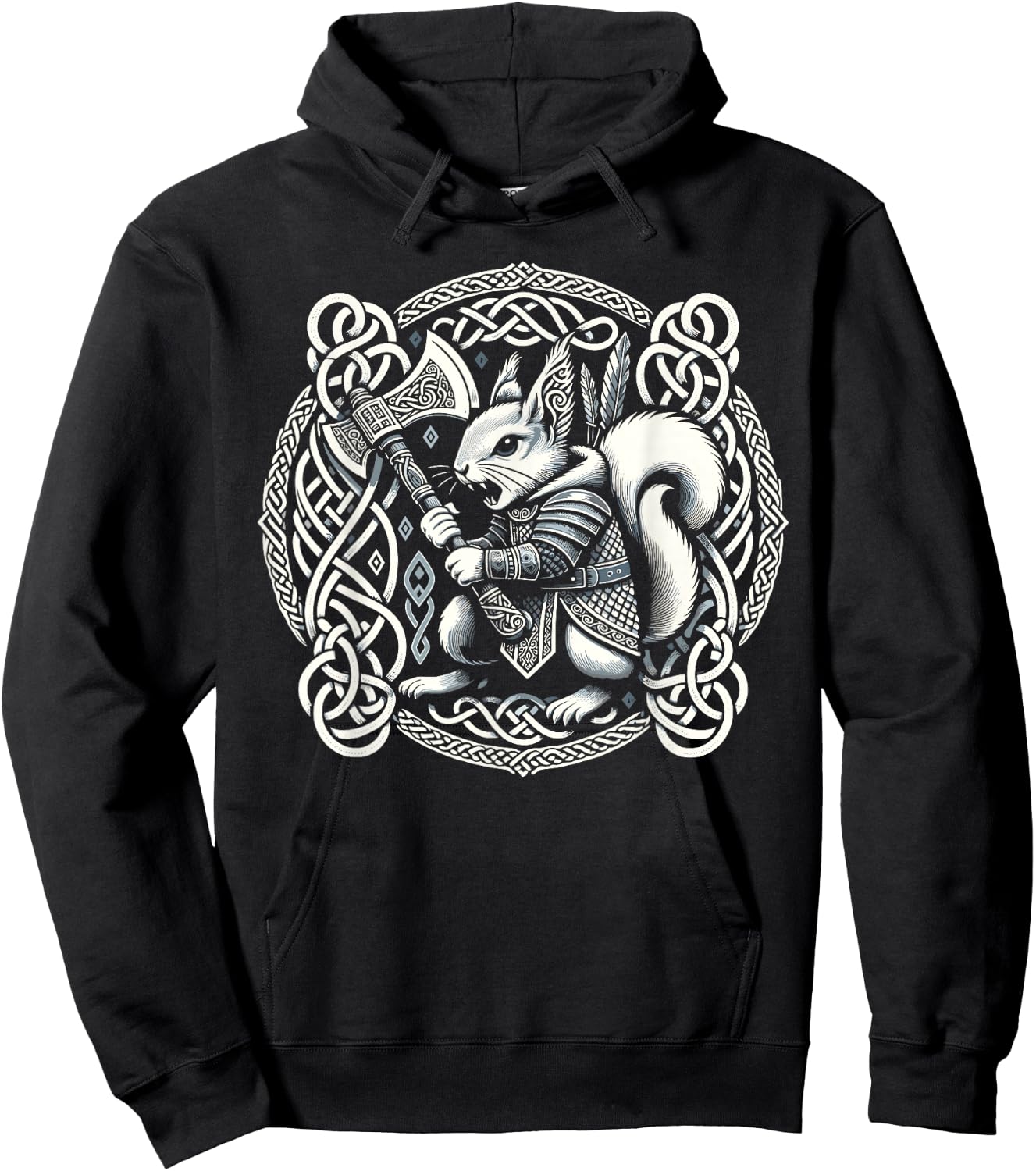 Warrior Squirrel Ratatoskr Borre Style Norse Mythology Hoodie - Hoodie | Black