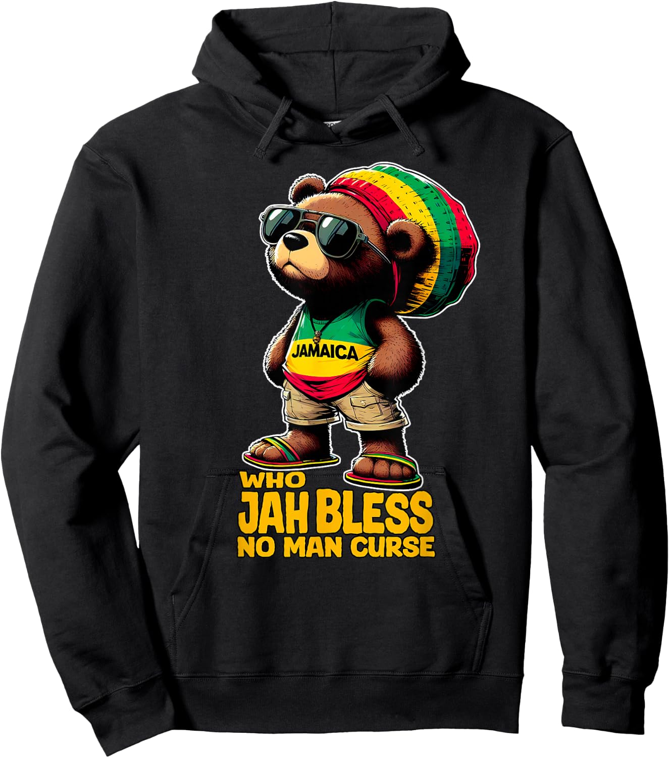JAMAICA Cute Rasta Bear Jah Bless Reggae Roots , Black, S Hoodie - Hoodie | Black