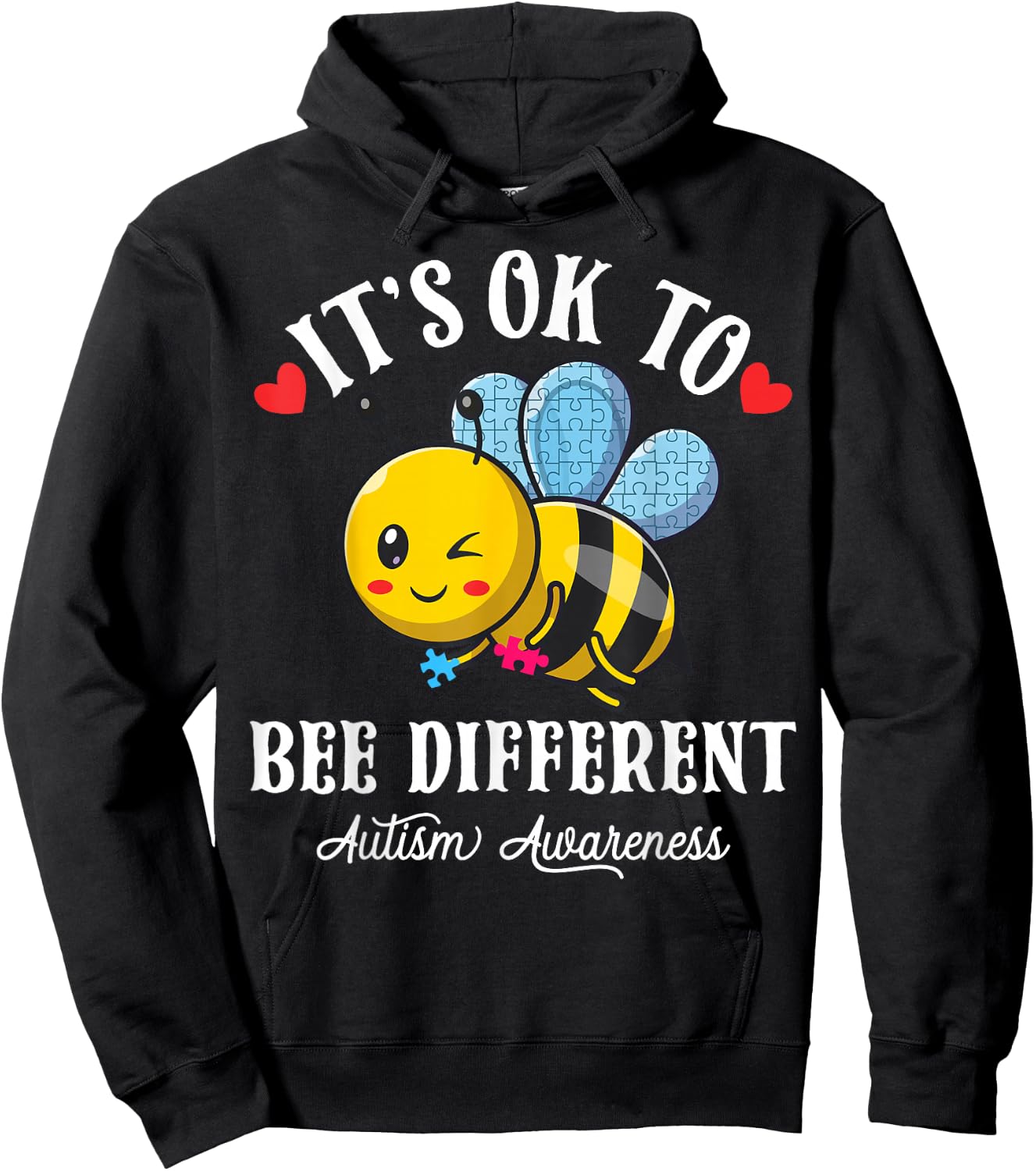 Autism Awareness Bee It's Ok to Be Different Autistic Bees Hoodie - Hoodie | Black