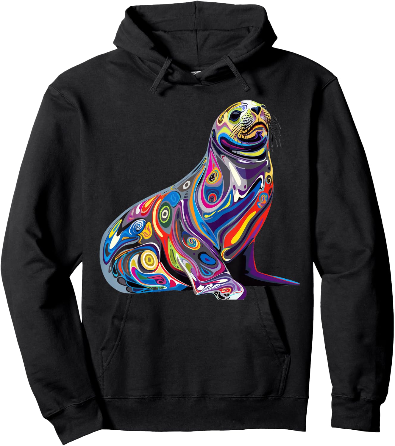 Harp Seal Psychedelic Hoodie - Hoodie | Black