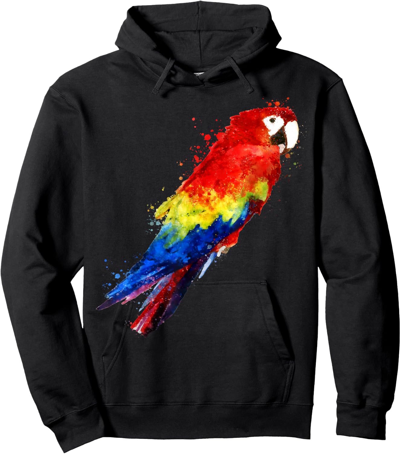Watercolour colourful scarlet macaw parrot bird painting Hoodie - Hoodie | Black