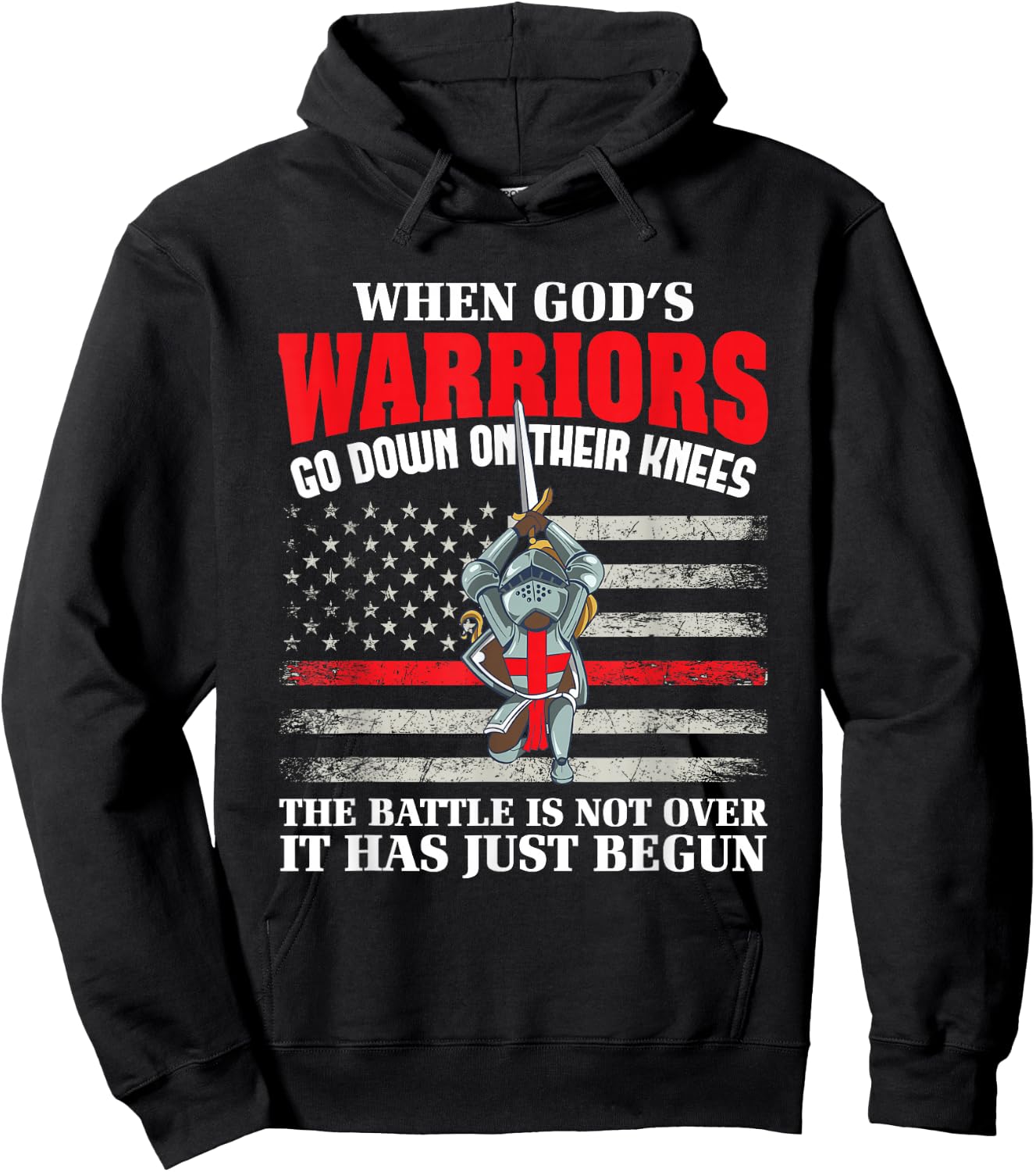 Gods Warrior Christian American Soldier US Flag Bible Prayer Hoodie - Hoodie | Black