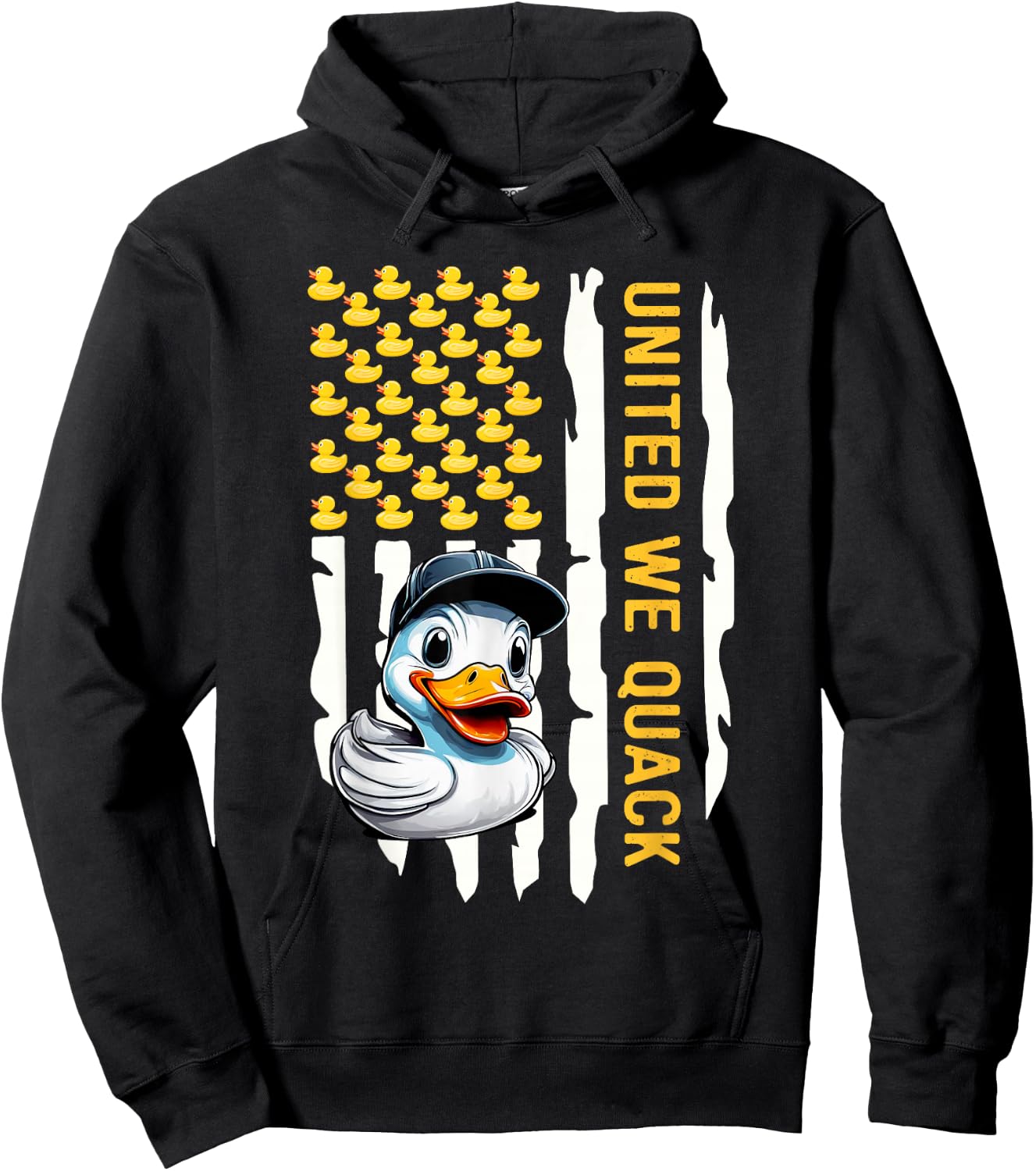 United We Quack Patriotic Rubber Duck 4th of July Hoodie - Hoodie | Black