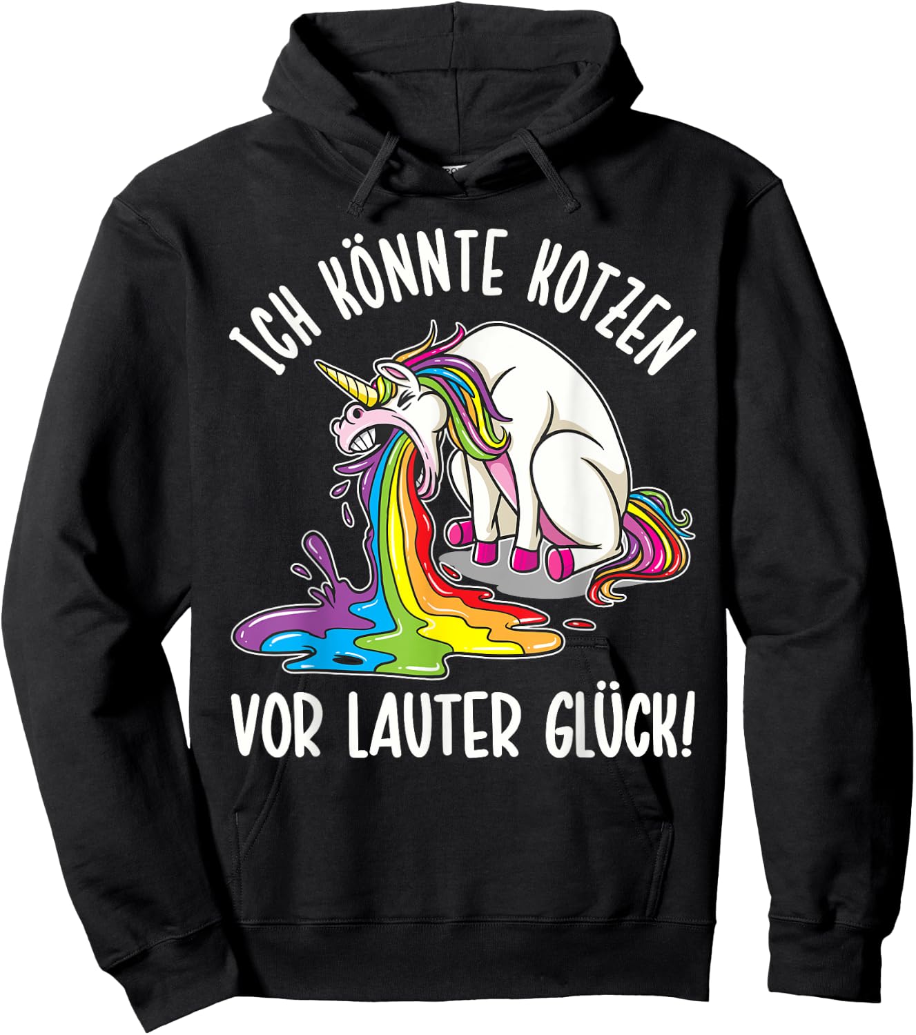 with German Text "Ich KÖNTE KOTZEN VOR LAUTER Glück" [German Language], black Hoodie - Hoodie | Black
