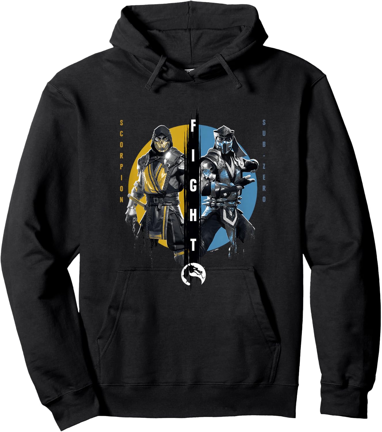 Mortal Kombat Klassic Scorpion Vs Sub-Zero Fight Round Logo Hoodie - Hoodie | Black