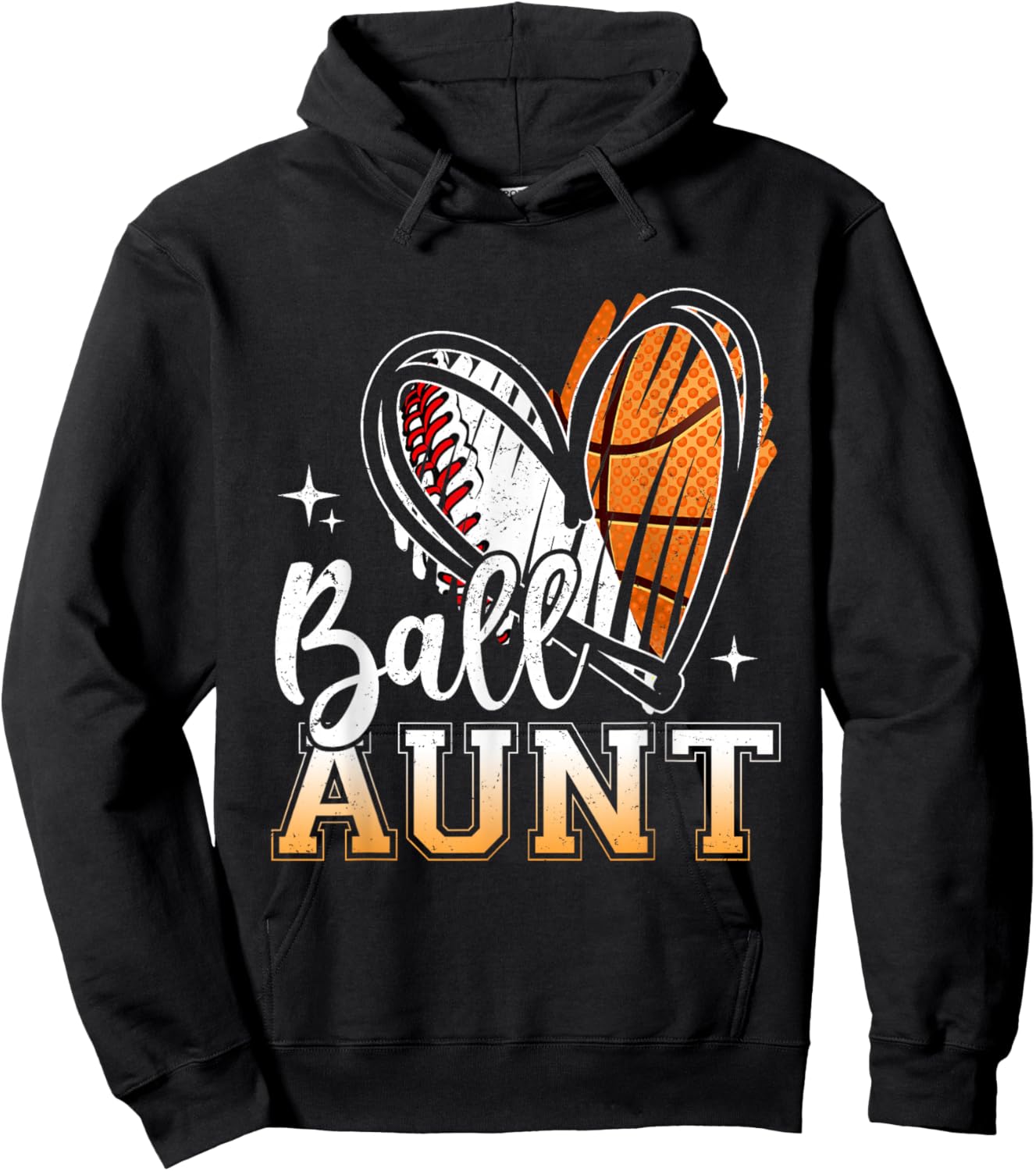Ball Aunt Baseball Basketball Aunt Mothers Day Hoodie - Hoodie | Black